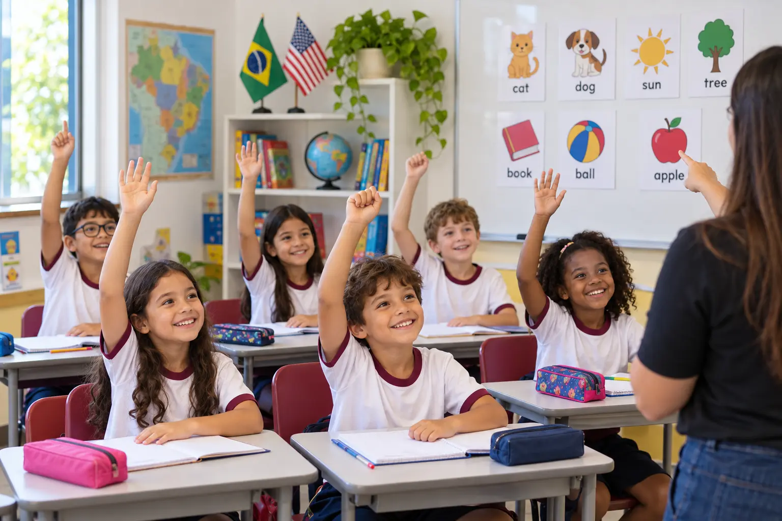 Alunos do Centro Educacional Modelo em aula de inglês